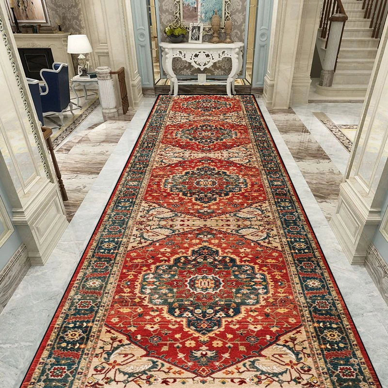 European Style Long Corridor Carpets Home Decoration Runners Floor Mat Hall Hallway Aisle Large Rugs Room Decor Bedside Carpet