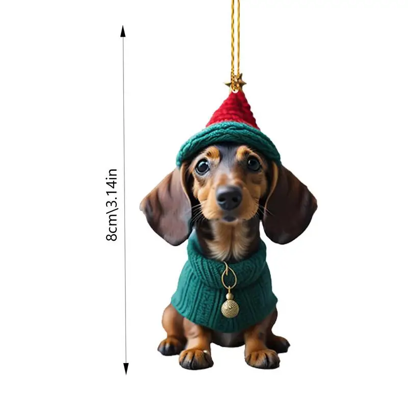 Christmas Tree Hanging Ornaments Dachshund 2D Dog Shaped Pendants For Home Christmas Dog-Themed Decorations Xmas New Year Gifts