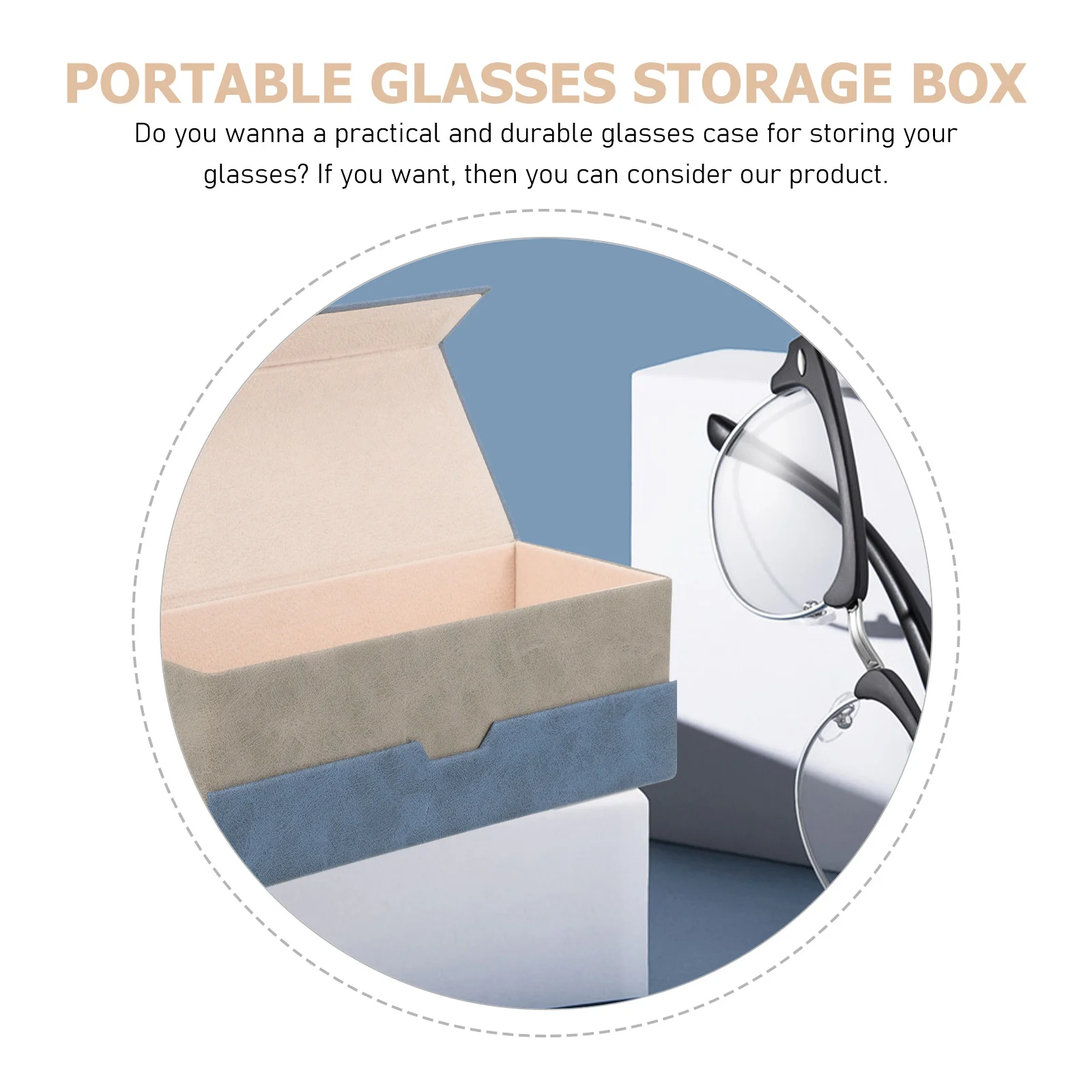 

Double Glasses Case 2 in 1 Heavy Duty Drop Proof Storage Box for Multiple Eyeglasses Compact Design Suitable for Men Women