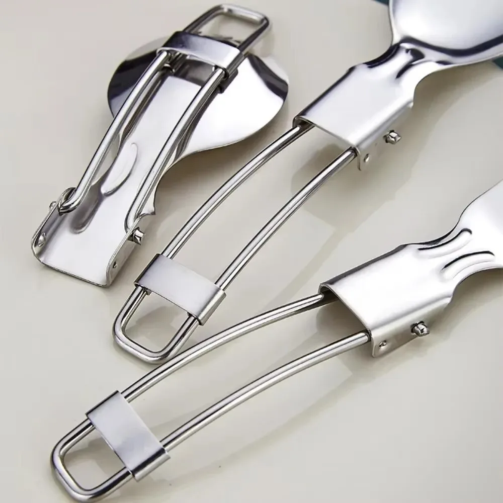 304 Stainless Steel Folding Spoon Folding Fork Chopsticks Set Camping Spoon Flatware Foldable Spoon Picnic Utensil view 4