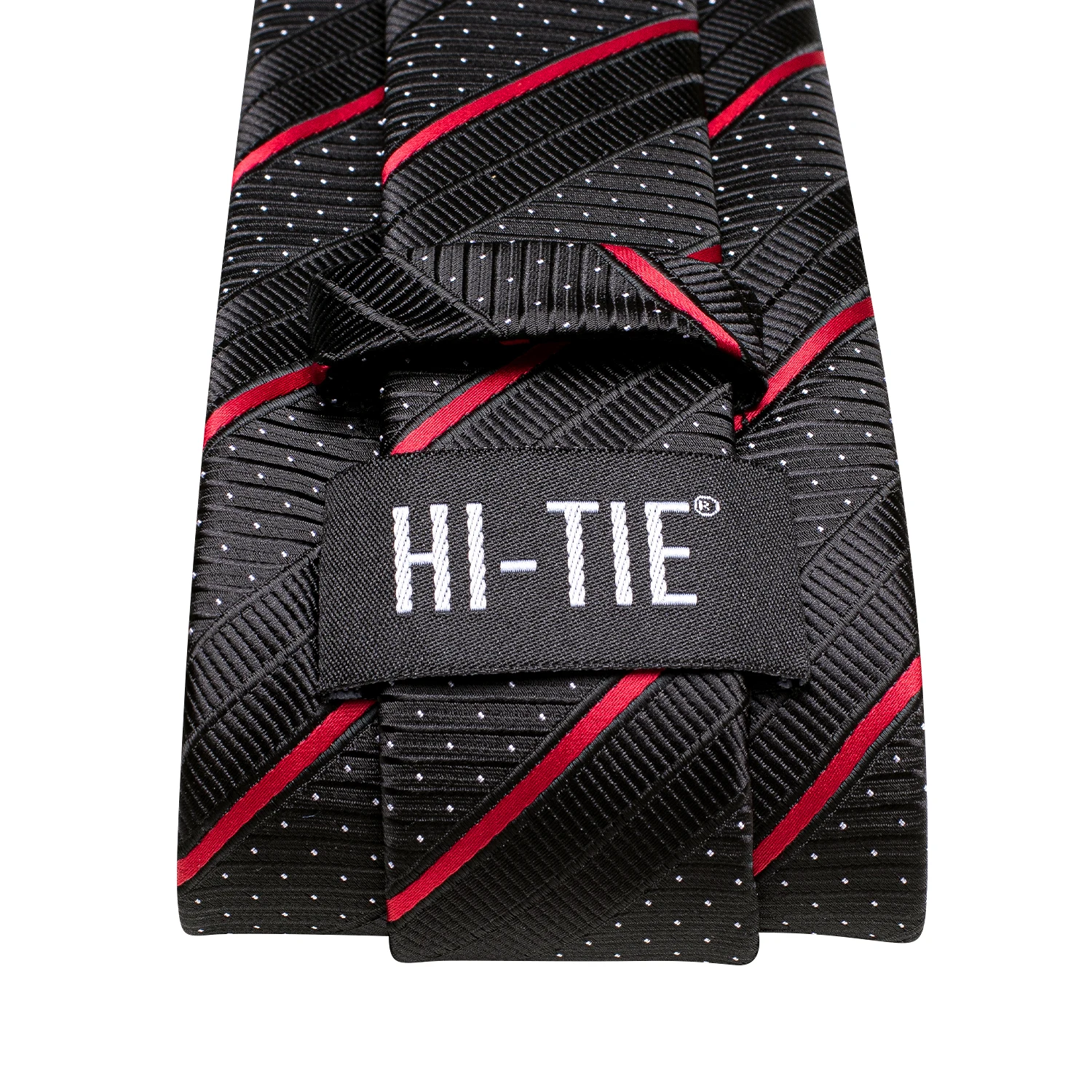 Hi-Tie Designer Black Red Striped Silk Wedding Tie For Men Handky Cufflink Gift Men Elegant Necktie Set Fashion Business Party