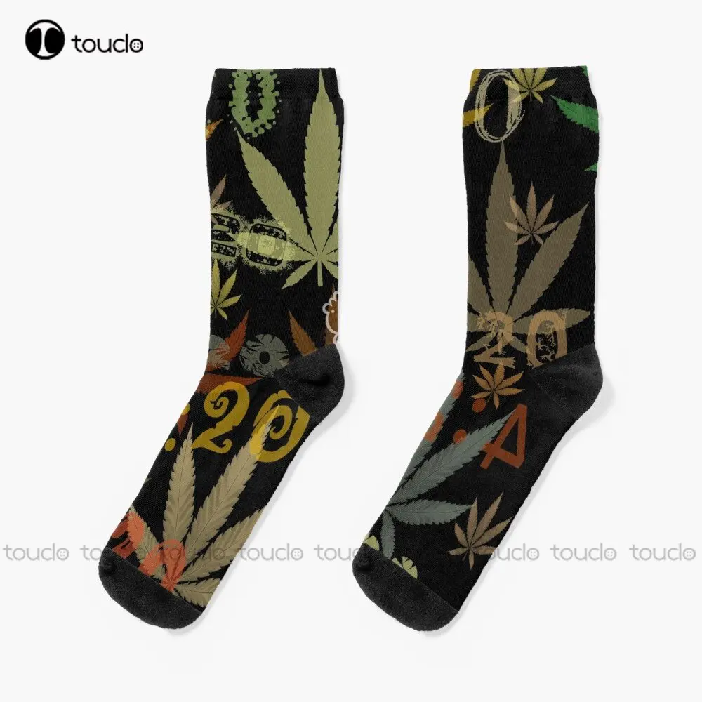 Marijuana Cannabis Weed 420 4:20 All Over The World Socks Unning Socks Women Personalized Custom Unisex Adult Teen Youth Socks