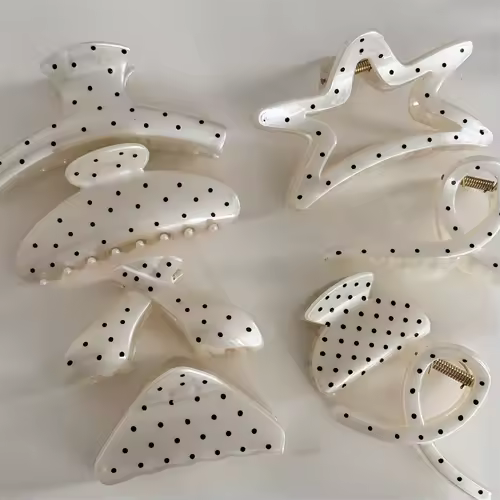 France Style Women Senior Large Black Wave Dot Design Hair Claw Barrettes Girl Fashion Hair Clip Sweet Hair Accessories Headwear - Image 4