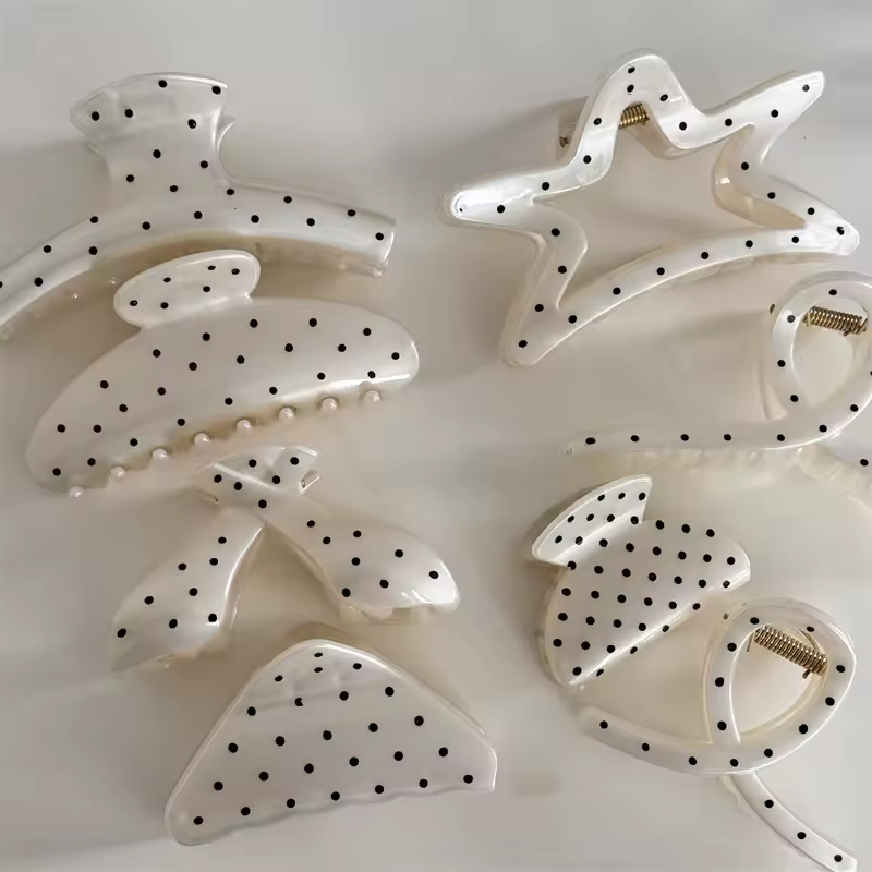 France Style Women Senior Large Black Wave Dot Design Hair Claw Barrettes Girl Fashion Hair Clip Sweet Hair Accessories Headwear - Image 4