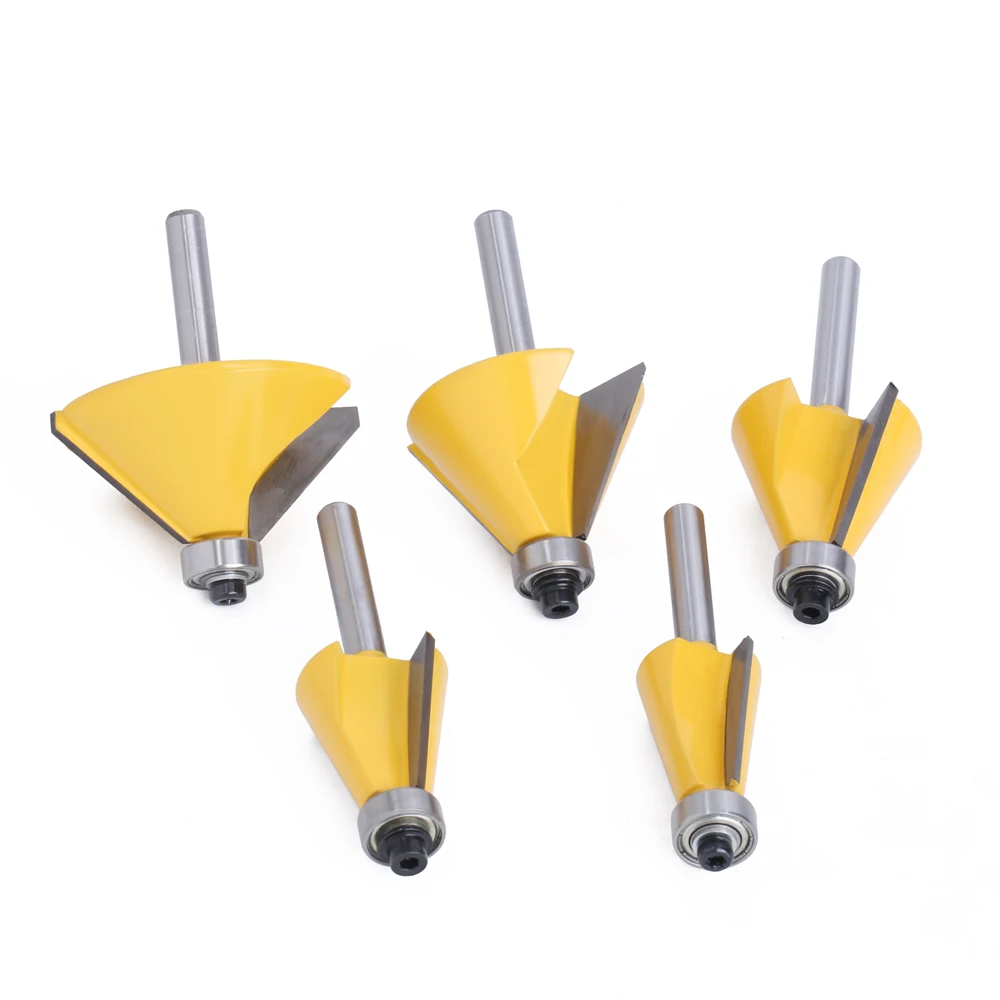 LAVIE 1/4" Shank V Groove Bit Set 3pcs Or 5pcs , 11.25/15/22.5/30/45 Deg Router Cutter Woodworking Tool C07021T