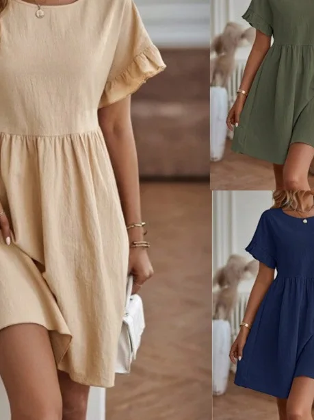 

Свободная женская юбка-миди средней длины с рюшами Sve A-Line Dr ort Sve Лето из полиэстера с высокой талией