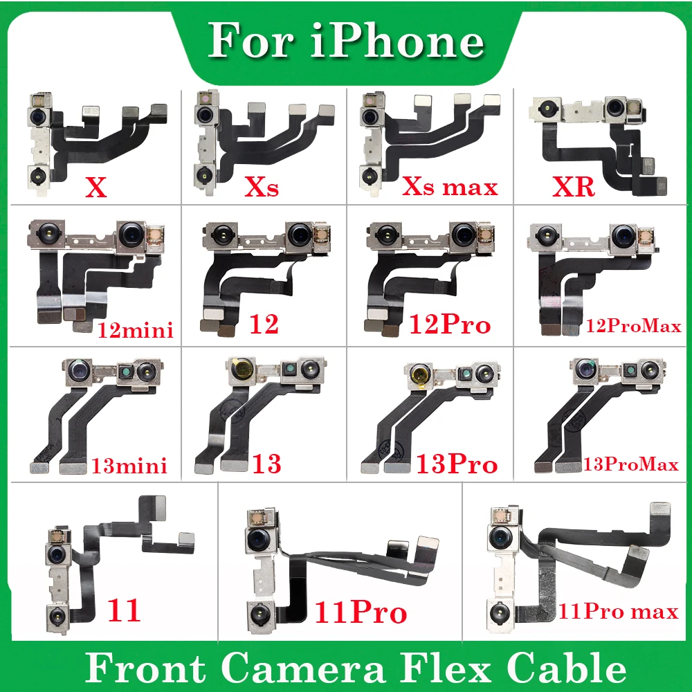 Pop 1Pcs Front Camera Flex Cable Repair Parts For IPhone X XR XS MAX 11 12 13 Pro Max Mini Facing Small Camera Flex No Face ID