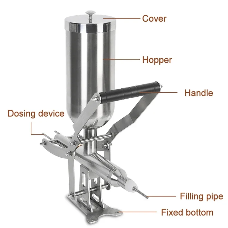 4.5L Manual Spanish Churros Machine Latin Fruit Machine Spanish Churro Maker Latin Fruit Snack Jam Cream Filling Machine