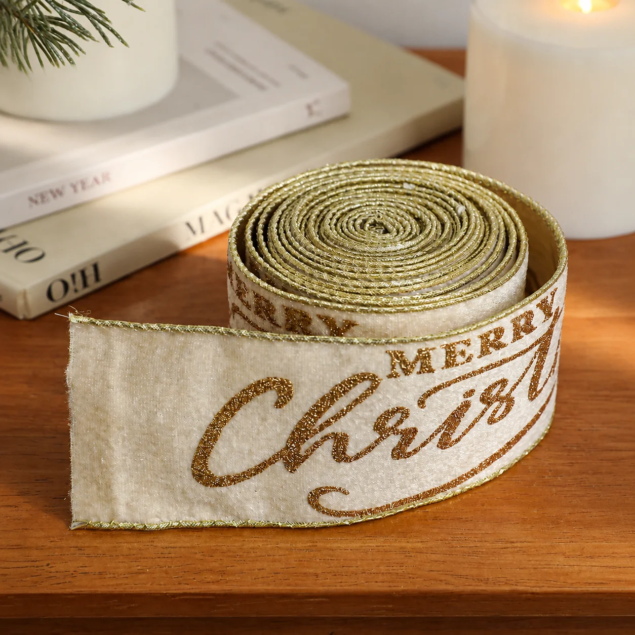 Christmas Decorative Ribbon Modern Flocked Glitter Ribbon Xmas Gift Wrapping Ribbon Glitter For Christmas Activities Holiday