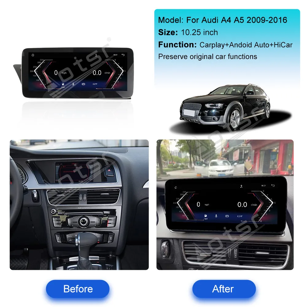 12.3 Inch Linux Touch Screen Wireless Apple CarPlay Android Auto HiCar For AUDI A4 A5 Q5 Upgrade The Original Car Mirror Link