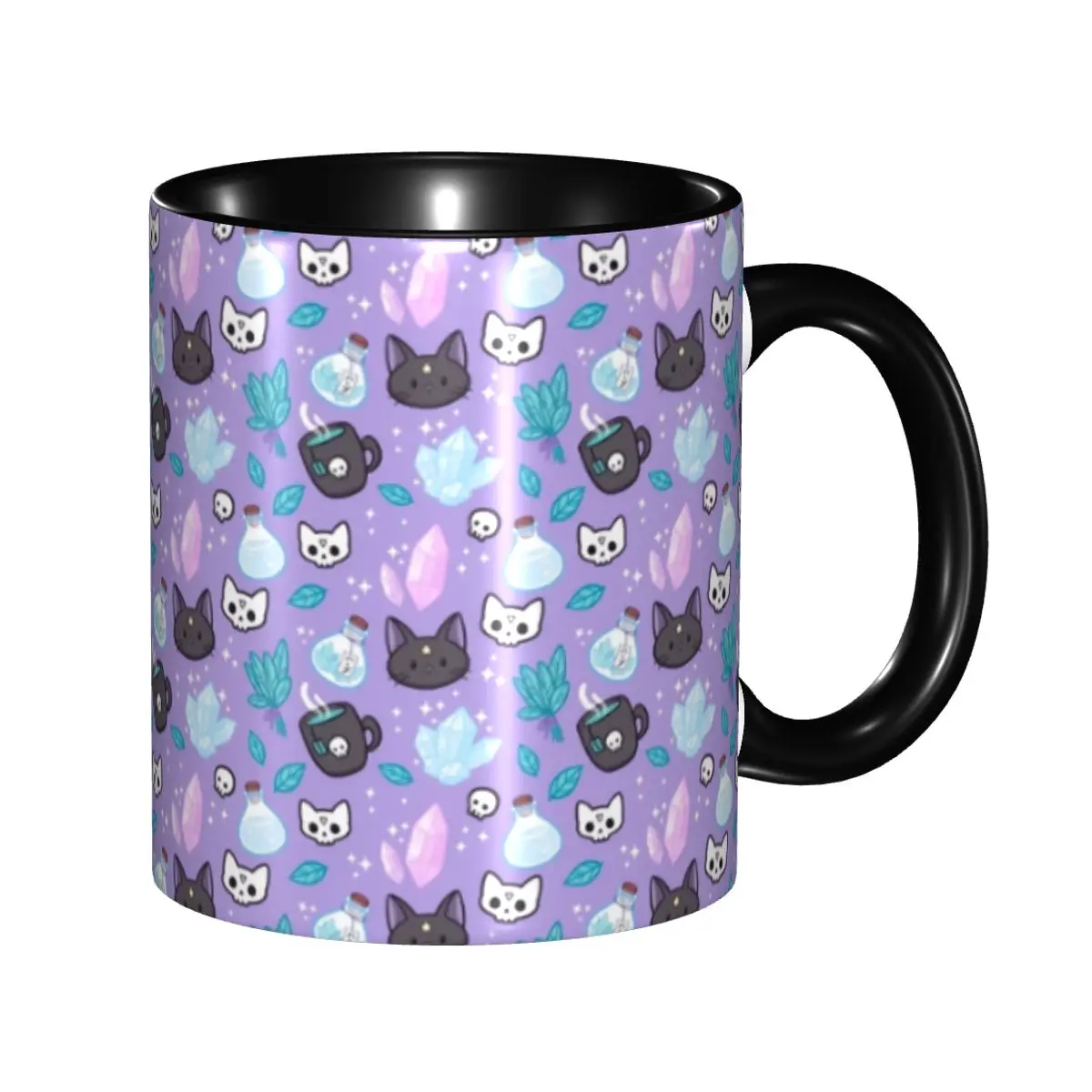 

Custom Gothic Halloween Witch Cat Skull Mug DIY Ceramic Tea Milk Coffee Cups
