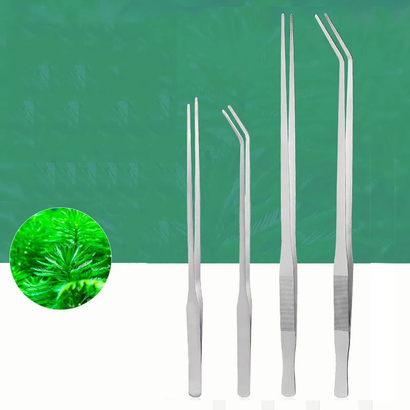 Aquarium Edelstahl Pinzette Gerade Gebogene Wasser Gras Wasserpflanzen Clip Zange Lange Pinzette Aquarium Reiniger Werkzeuge