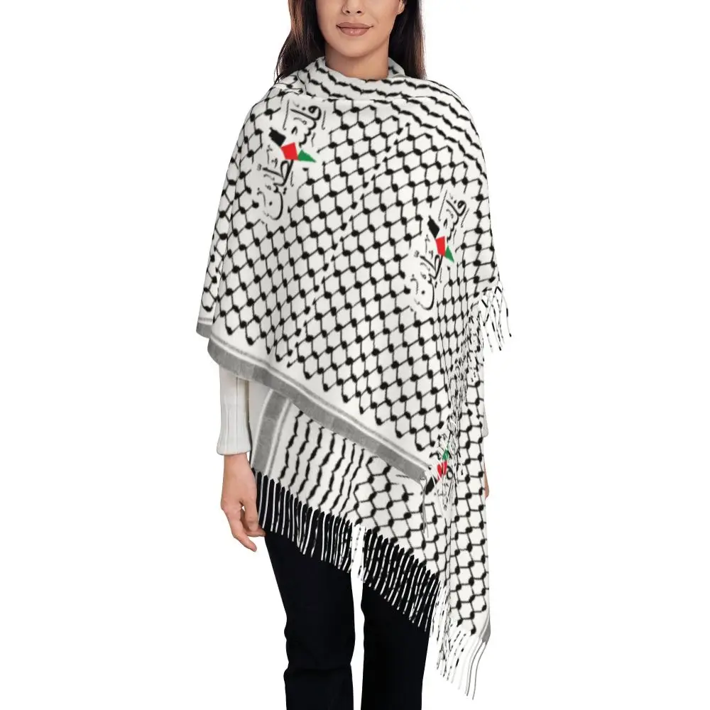 Hatta Kufiya-bufanda folclórica para mujer, chal largo, Pashmina cálida, chal de invierno, chal para mujer