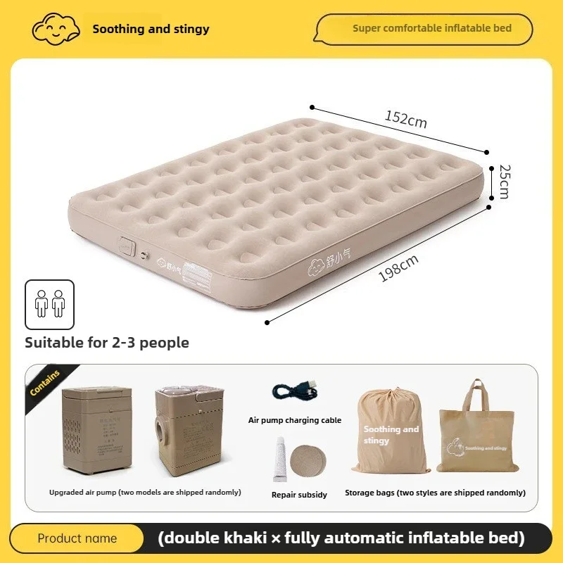 Mattress with Auto Inflation Camping MatOutdoor Portable Indoor Air Mattress Glamping Mat PVCMattress Double Queen Size