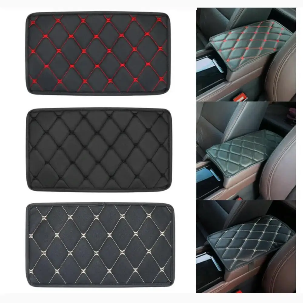 Car Armrest Cushion PU Leather Wear Mat Covers Auto Seat Storage Box Universal Center Console Protection Accessories