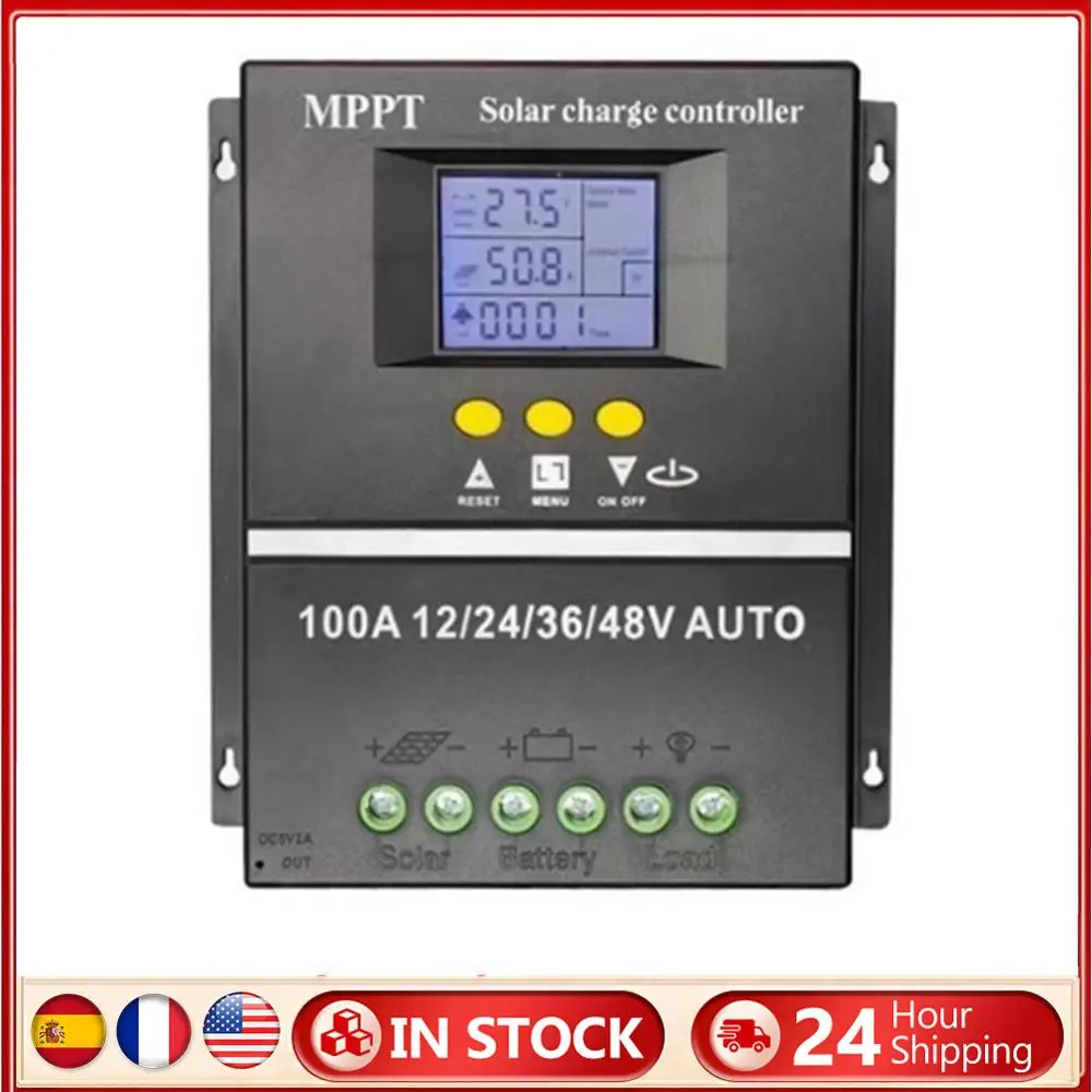 

100A MPPT Solar Charge Controller Solar PV Battery Charger LCD Display Auto Solar Charge Controller Dual USB for Solar Panel
