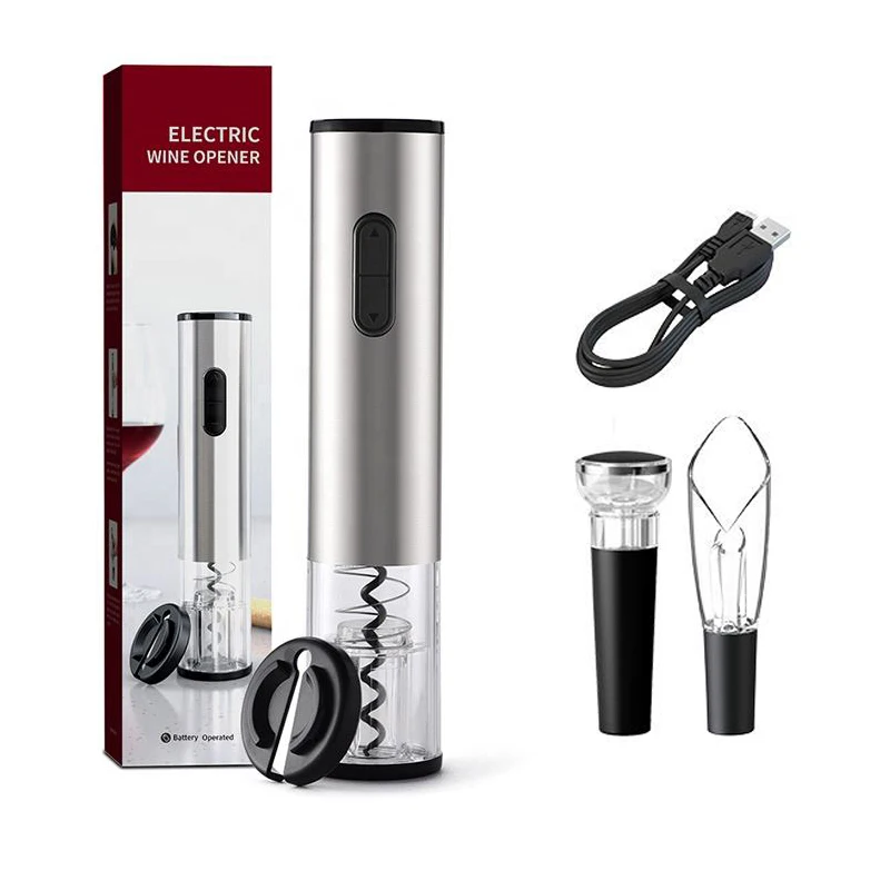 4in1 USB قابلة للشحن زجاجات نبيذ كهربائية فتاحة المفتاح المحمولة الفولاذ المقاوم للصدأ إخراج النبيذ الفلين أجهزة المطبخ المنزلية
