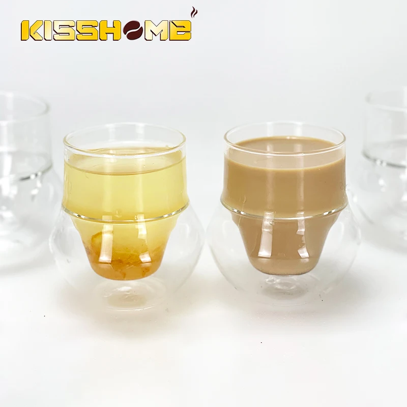 Kaffeetasse doppelwandige Glas Espresso tassen Anti-Verbrühung wieder verwendbare Milchsaft Tee becher Weingläser Kunst Home Bar Barista Zubehör