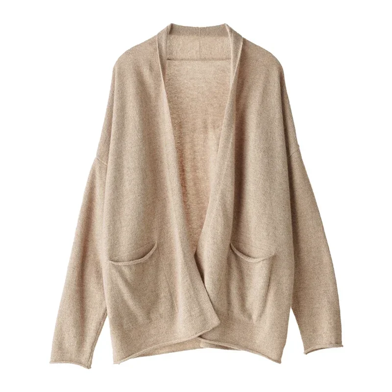 Tailor Sheep Autumn Winter New 100% Cashmere Cardigan Sweater Women\'s Solid Long Tops Female Loose Large Size Knitted Coat