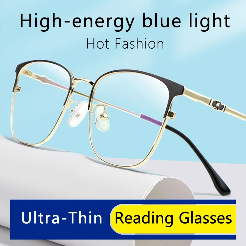 

Ultra-Thin Reading Glasses Anti Blue Ray Anti-fatigue,Transparent Magnifying Glasses for Men Readers,Presbyopia Eyeglasses