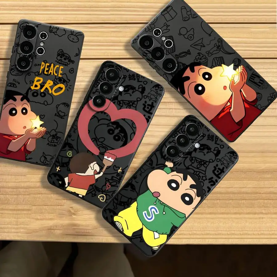 Case for Samsung Galaxy S26 Ultra S25 Plus S25+ S21 FE Note 20 8 9 10 S10 S9 S24 S26+ S20 S23 Phone Cover S24+ Cute Crayon Shin