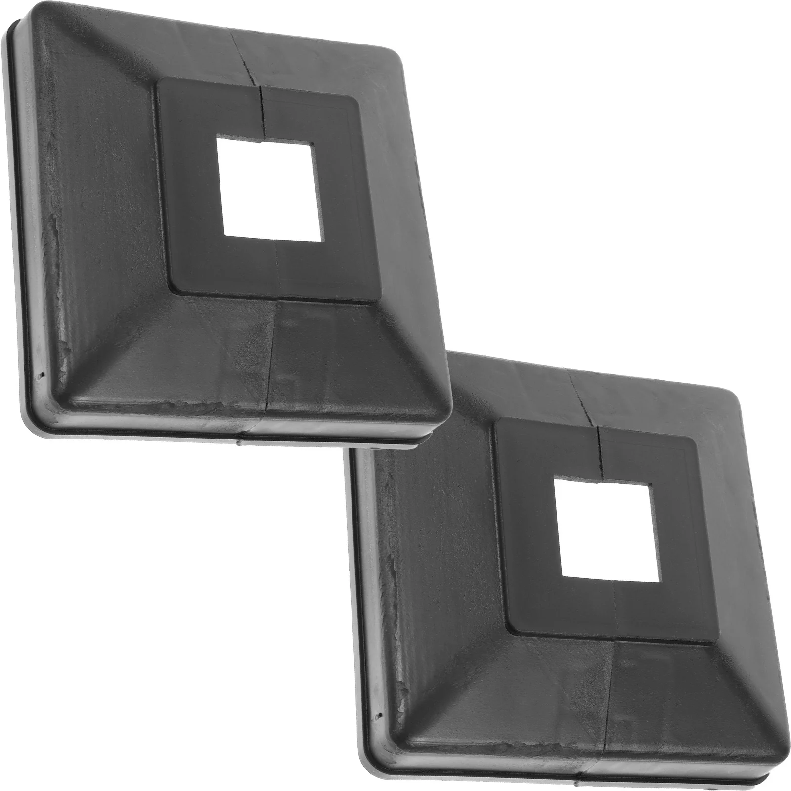 2pcs Plastic Railing Foot Cover Detachable Column Wrap Skirt For Wood Posts Stairs Fences Patios Balcony Decks Split Base Cover