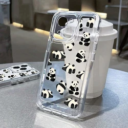 Cute Little Panda Phone Case For iPhone 16 15 14 Pro Max Plus 13 12 11 Pro XR X XS Max 7 8 Shockproof Clear Soft Silicone Cover