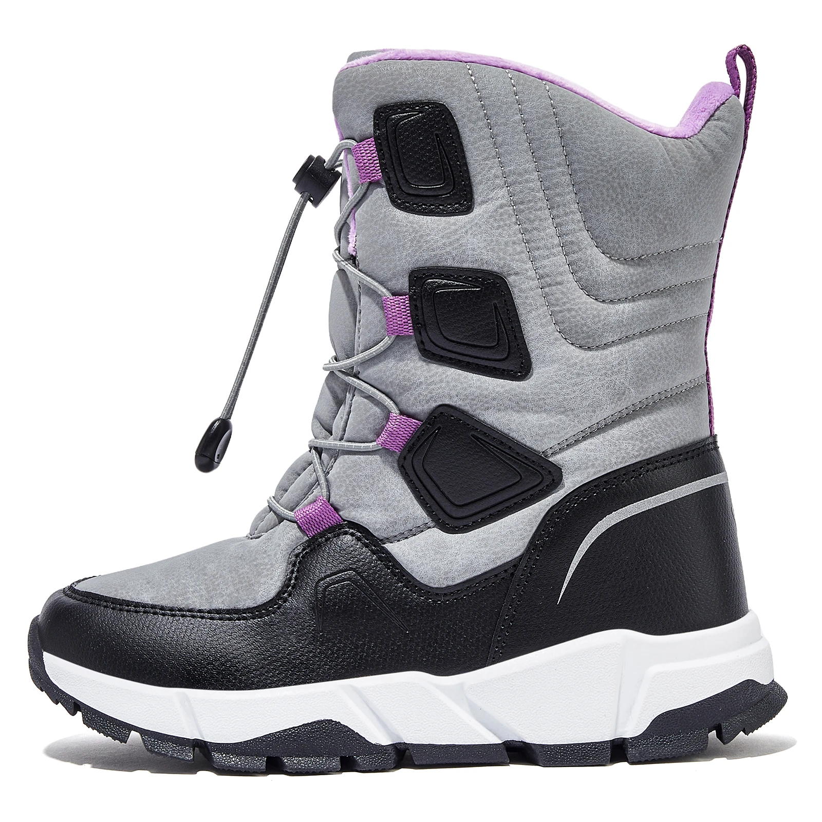HOBIBEAR Kids Snow Boots Boys Girls Mid Calf Waterproof Shoes Warm Faux Fur Lined Insulated Elastic Band Winter Boots