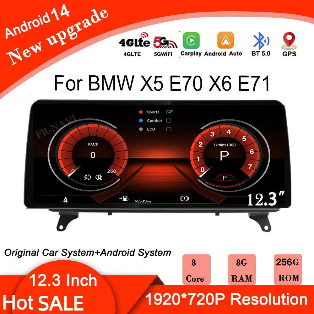 

8-ядерный для BMW X5 E70 X6 E71 CCC/CIC ID8 UI Android 14, автомобильный видеоплеер, мультимедийное радио, стерео, GPS-навигационная система