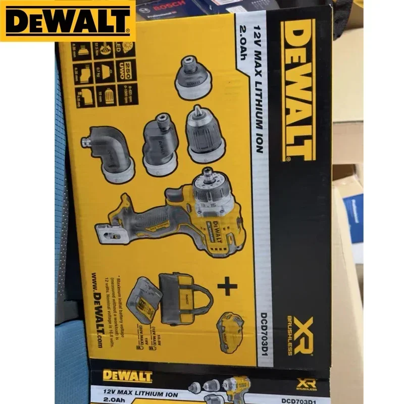 Imagem -06 - Dewalt-brushless Cordless Drill 5-em1 Driver Kit Chave de Fenda Elétrica 12v Multifunções Ferramenta Elétrica Recarregável Dcd703 Dcd703