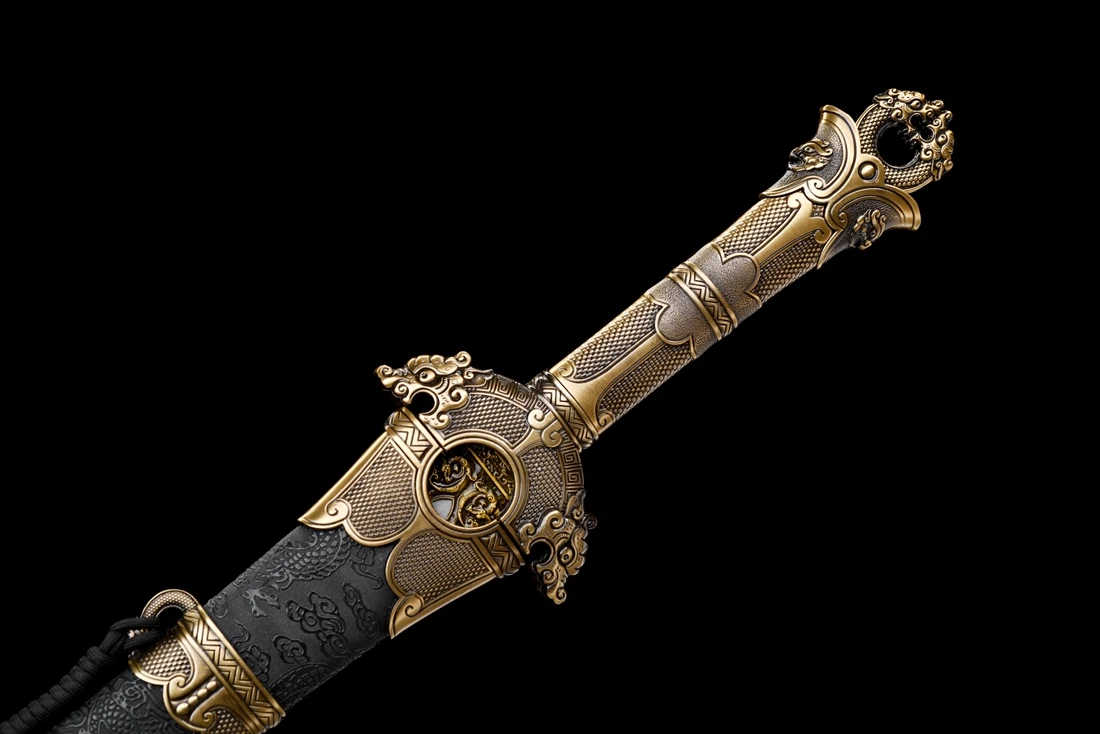 Metal Handle Chinese Kungfu Double Edge Sword High Carbon Steel Hollow Blade Handmade Wushu Taichi Han Tang Saber Dragon Jian view 3