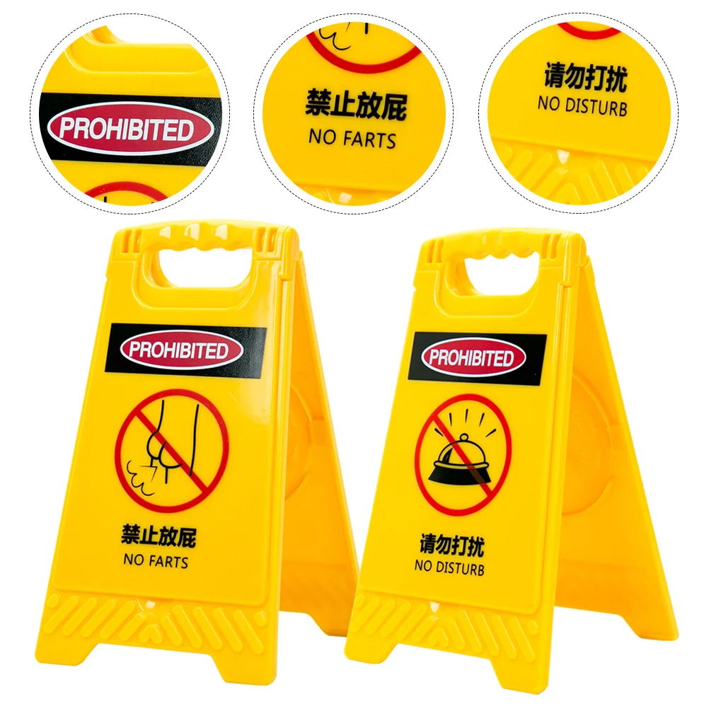 

2Pcs Desktop Warning Sign Makeup Mirror Folding Photo Holder Compact Portable Travel Mirror Weird Stuff