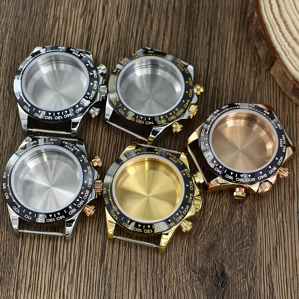 Корпус часов VK63, 39 мм, серебро, розовое золото, аксессуары для часов, сапфировое стекло, водонепроницаемое для Seiko VK63, кварцевый механизм для Daytona