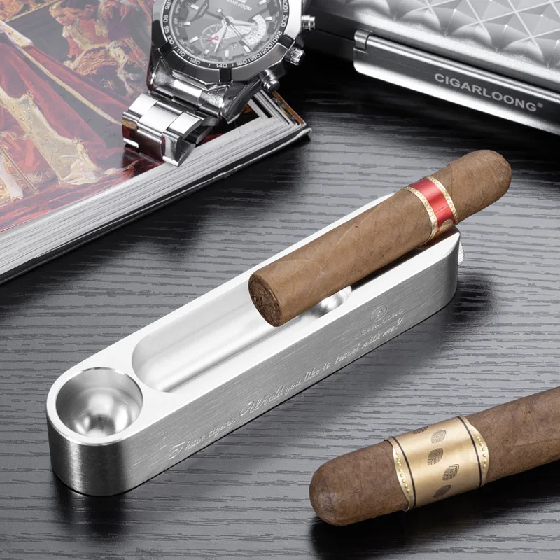 

Многофункциональная пепельница для сигар со встроенным пирсиром | Две большие канавки | Современная металлическая отделка