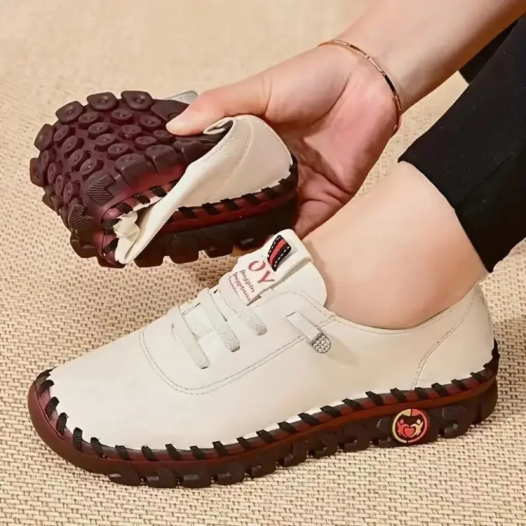 Women Vulcanized Shoes Pu Leather Casual Shoes Soft Comfortable Flat Shoes 2024