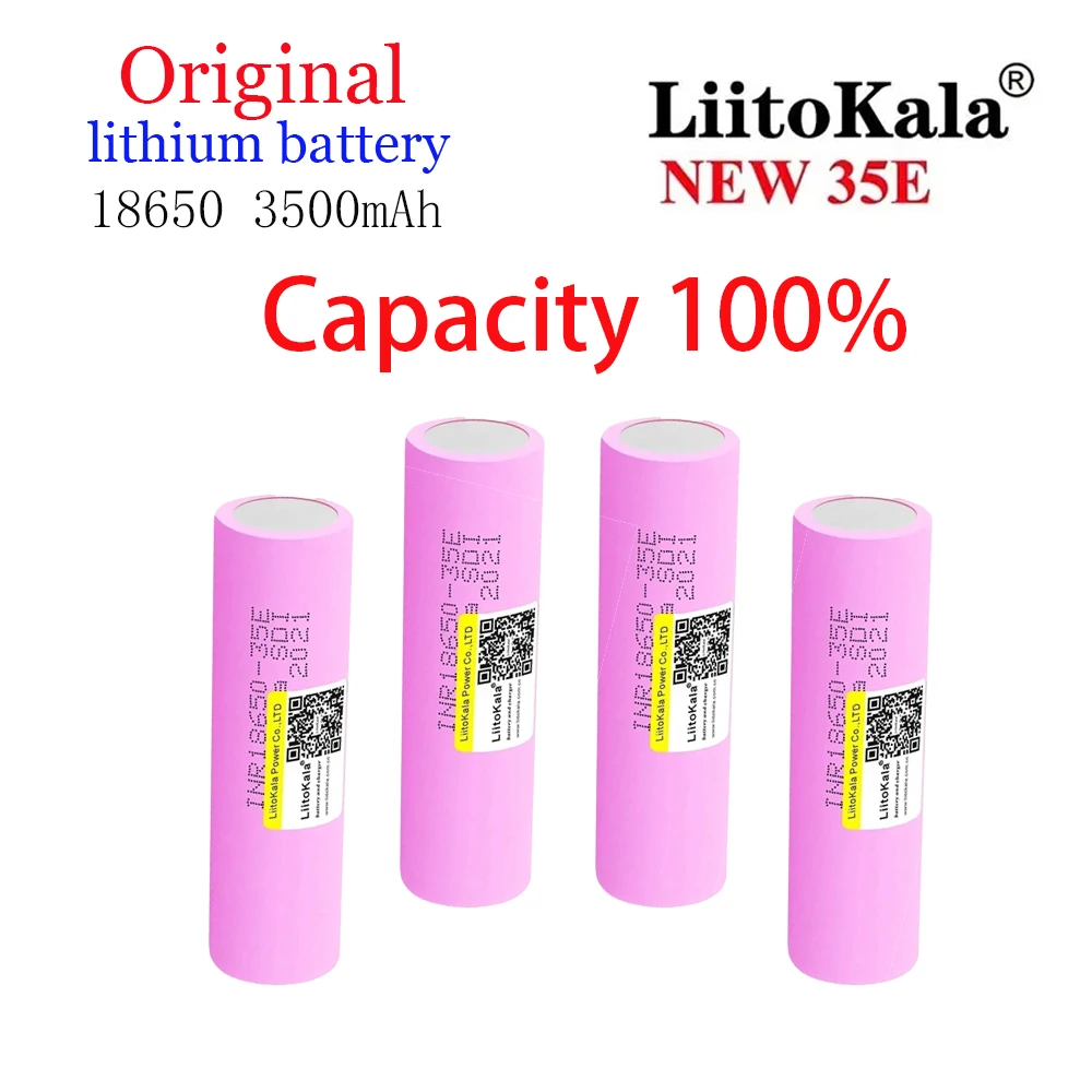 3.7V INR18650 35E Original LiitoKala  3500mAh lithium battery, 20A discharge, suitable for flashlights/toys/electronic products