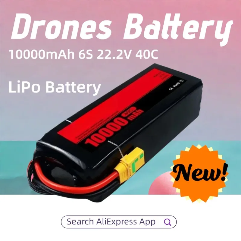 

10000mAh 6S 22.2V 40C LiPo Battery for RC Quadcopter Helicopter Cars Boats Drones Rechargeable Battery