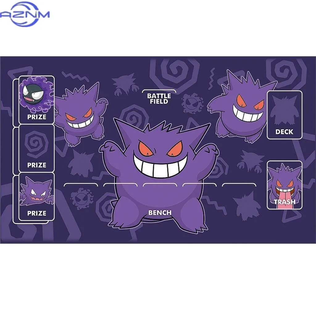 Diy Gengar Pokemon Rubber Play Mat Self Made Battle Mat Animation PTCG Single-player Card Mat TCG