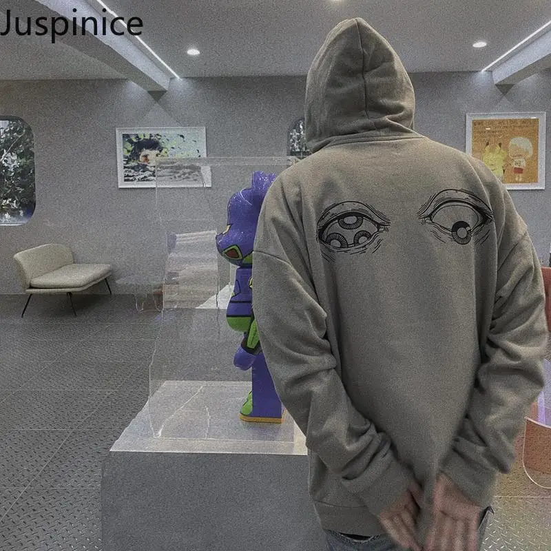 

Autumn Reflective Printed Large Size Hoodies Couples Loose Casual High Street Personalized Thicken Sweatshirts Male Clothes