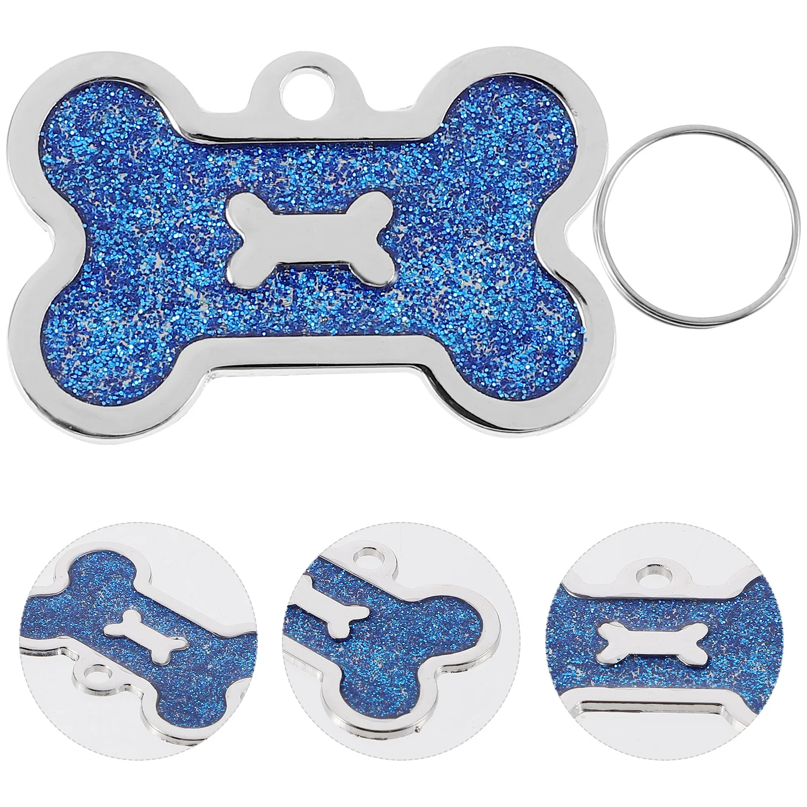 

8pcs Pet Identity Tags Blue 40x25 Bone Shape Zinc Alloy Dog Collar Tag Anti lost Durable Cat ID Tag Pet Supply