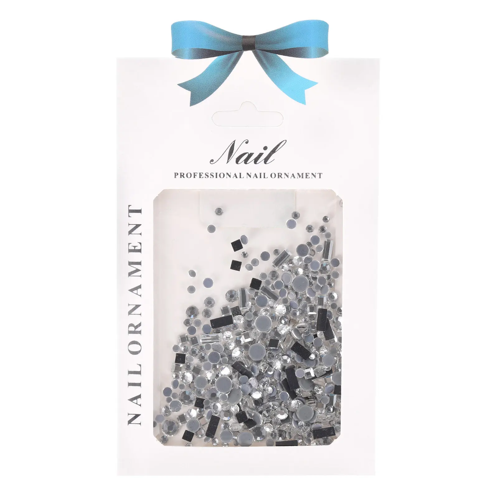 High Shine Rhinestones for Nail Art Decoration – Mixed Round Square Flat Bottom, 1 Bag