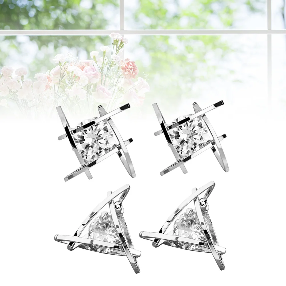 

2Pairs Copper Earrings Silver Color Square Zircon Stud Earrings Creative Women Gift Popular for Birthdays Christmas Valentine