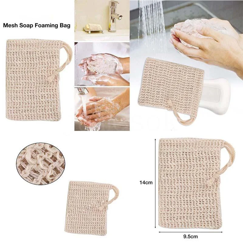 

Soap Bag Drawstring Soap Lathering Bag With Hanging Loop Compact Space Saving Jute Soap Storage Net Household Bathroom Accessory