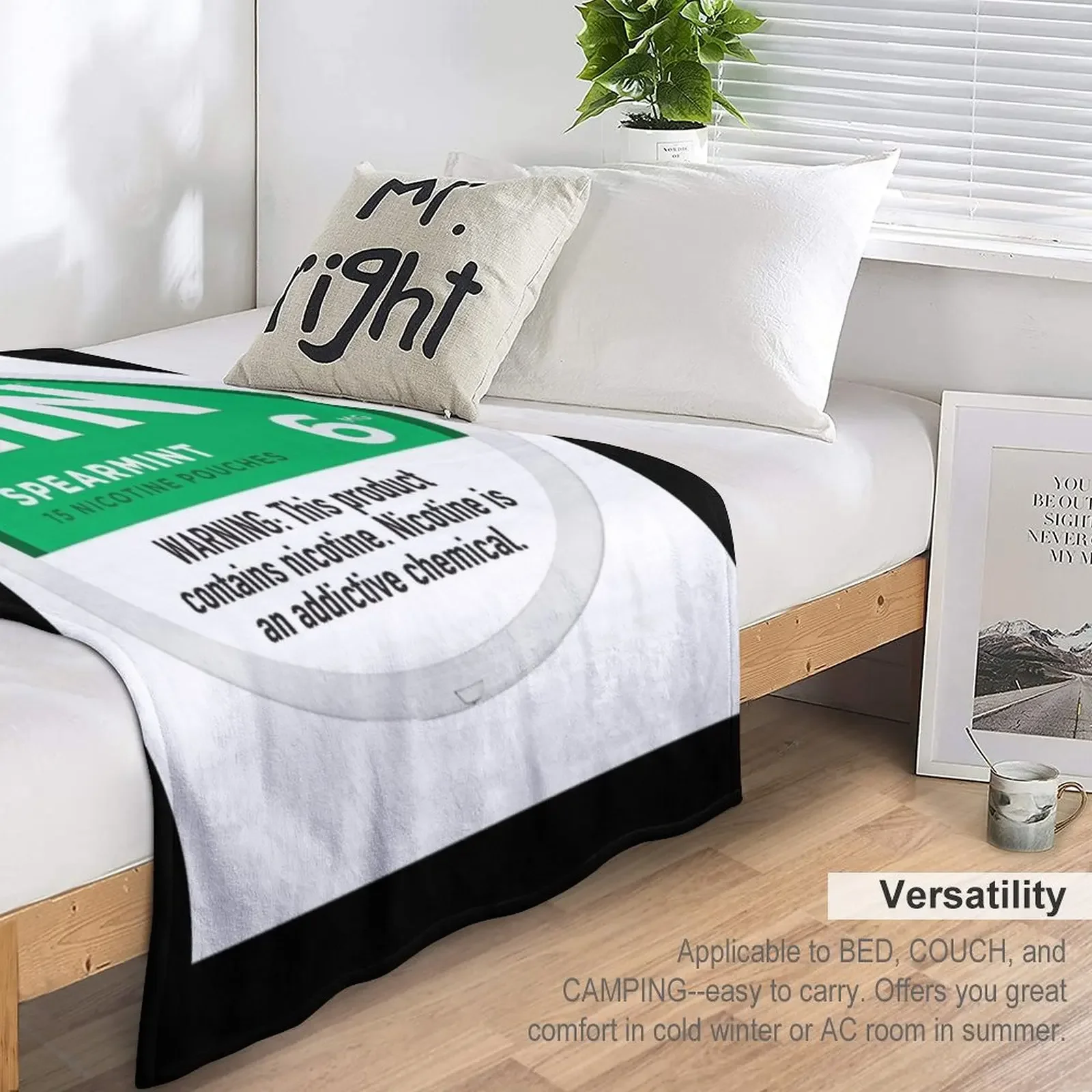 Zyn Shirt Sticker Nicotine Pouches Poster Chill Cool Mint Throw Blanket Beach Blanket Soft Bed Blankets Decorative Blankets