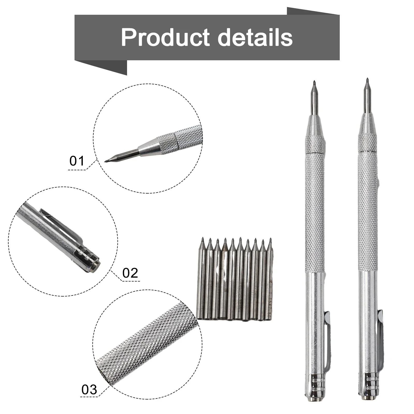 12 Stuks Krabber Pen Wolfraamcarbide Gravure Pen Markering-Carving Scribing Marker Voor Glas Keramisch Metaal Hout Constructie