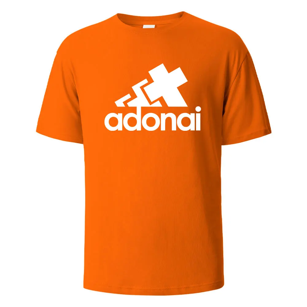 Adonai-قمصان مطبوعة مضحكة للرجال ، قطن ، تنفس ، قمم مريحة ، بأكمام قصيرة ، رقبة دائرية ، ملابس أساسية ، الصيف