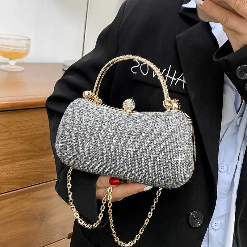 Ladies' Luxury   Banquet Bag Sparkling Chain One Shoulder Crossbody Bags Temperament Versatile Party Evening Handbags 2025 New