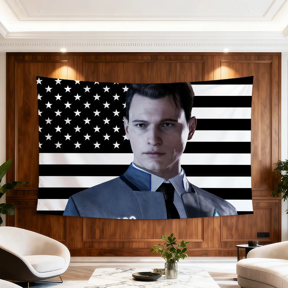 Game D-Detroit Become Human C-Connor Flagge für Zimmer, Wohnheim, Party, Hogar, Nachttisch, Wohnzimmer, Wandbehang, Gartendekoration, Banner, Geschenk – Detail 16