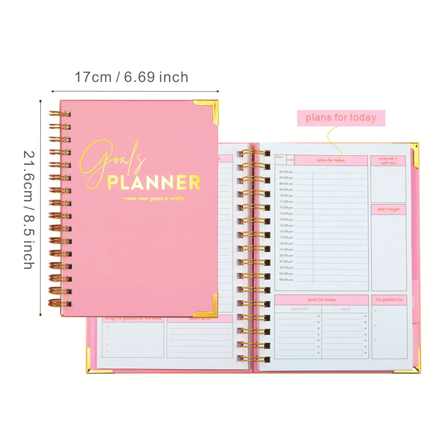 Cover bronzing customization 2025 English coil schedule daily plan notebook gift box planificador mensual  daily planner