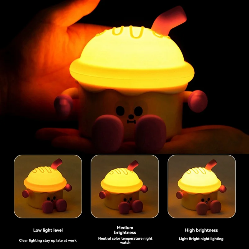 

ABLA-Birthday Cake Night Light Ornament Bedside Lamp Sensor Pat Lamp Creative Cute Gift For Girlfriend Children